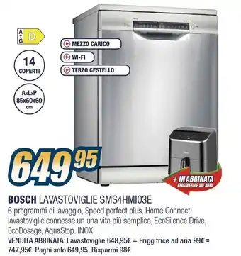 Sinergy BOSCH LAVASTOVIGLIE SMS4HMI03E offerta