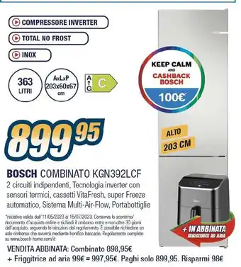 Sinergy BOSCH COMBINATO KGN392LCF offerta