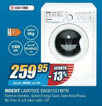 Sinergy INDESIT LAVATRICE EWC61051 WITN offerta