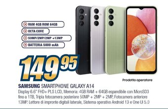 Sinergy SAMSUNG SMARTPHONE GALAXY A14 offerta