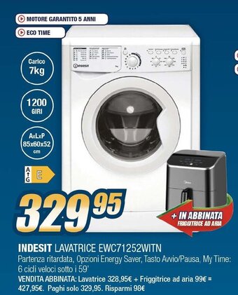 Sinergy INDESIT LAVATRICE EWC71252WITN offerta