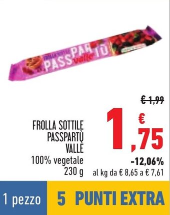 Conad FROLLA SOTTILE PASSPARTÙ VALLÈ 100% vegetale 230 g offerta