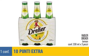 Conad RADLER DREHER lemon conf. 330 ml x 3 pezzi offerta
