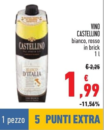 Conad VINO CASTELLINO bianco, rosso in brick 1 l offerta