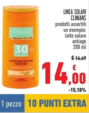 Conad LINEA SOLARI CLINIANS prodotti assortiti 200 ml offerta