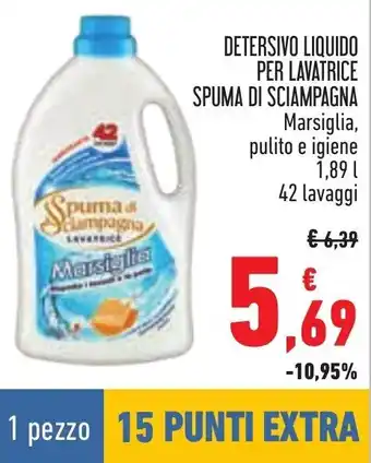 Conad DETERSIVO LIQUIDO PER LAVATRICE SPUMA DI SCIAMPAGNA 1,89 L 42 lavaggi offerta