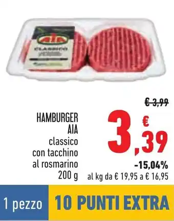 Conad HAMBURGER AIA classico con tacchino al rosmarino 200 g offerta