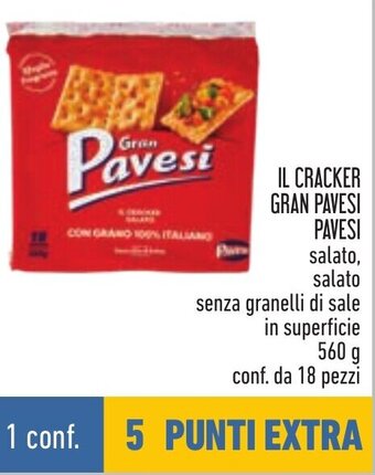 Conad IL CRACKER GRAN PAVESI PAVESI 560 g conf. da 18 pezzi offerta