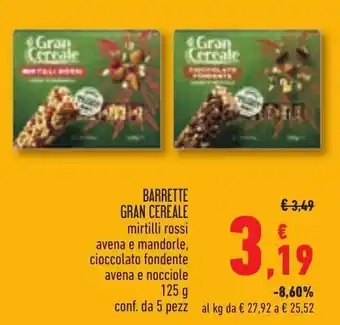 Conad BARRETTE GRAN CEREALE 125 g conf. da 5 pezz offerta