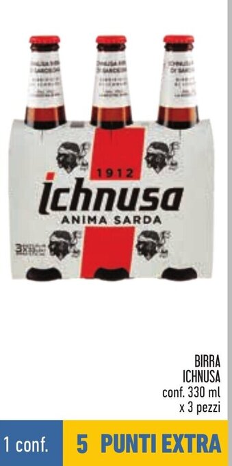 Conad BIRRA ICHNUSA conf. 330 ml x 3 pezzi offerta
