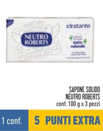 Conad SAPONE SOLIDO NEUTRO ROBERTS conf. 100 g x 3 pezzi offerta