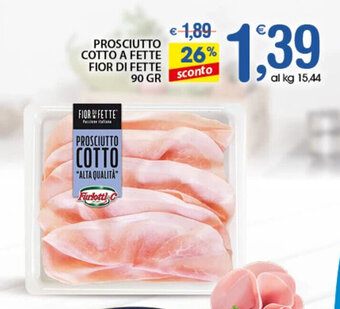Qui Discount PROSCIUTTO COTTO A FETTE FIOR DI FETTE 90 GR offerta