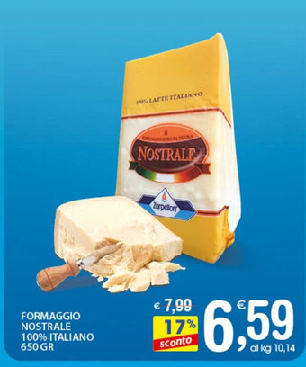 Qui Discount FORMAGGIO NOSTRALE 100% ITALIANO 650 GR offerta