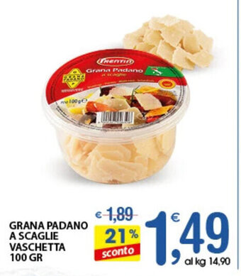 Qui Discount GRANA PADANO A SCAGLIE VASCHETTA 100 GR offerta