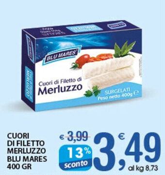 Qui Discount CUORI DI FILETTO MERLUZZO BLU MARES 400 GR offerta