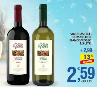 Qui Discount VINO CASTELLI ROMANI DOC BIANCO/ROSSO 1,5 LITRI offerta