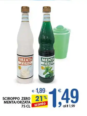 Qui Discount SCIROPPO ZERO MENTA/ORZATA 75 CL offerta
