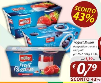 DiMeglio Yogurt Muller fruit passion-cremoso vari gusti gr. 125x2 offerta