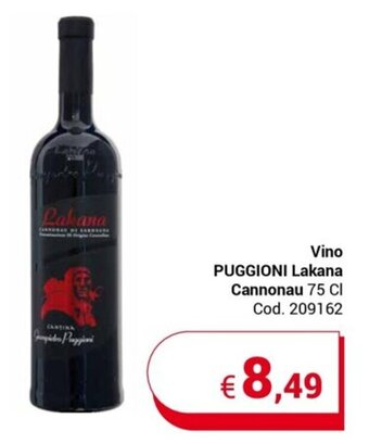 Vino PUGGIONI Lakana Cannonau 75 Cl