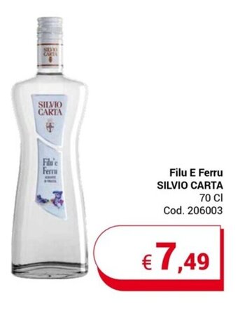 Centro Cash Filu E Ferru SILVIO CARTA 70 Cl offerta