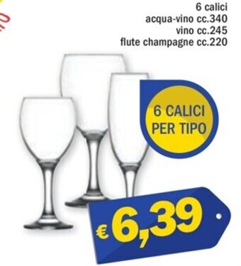 6 calici acqua-vino cc.340