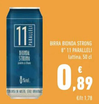 Conad BIRRA BIONDA STRONG 8° 11 PARALLELI lattina, 50 cl offerta