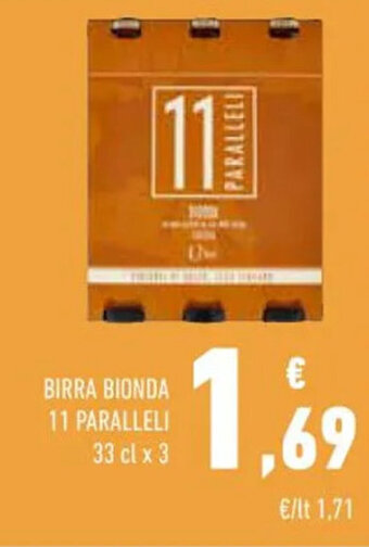 Conad BIRRA BIONDA 11 PARALLELI 33 cl x 3 offerta