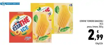 Conad ESTATHE' FERRERO GHIACCIOLI PZ.5 pesca, limone, 350 g offerta