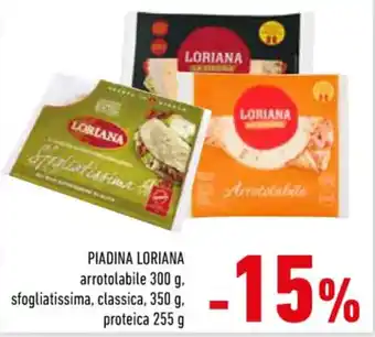 Conad PIADINA LORIANA arrotolabile 300 g. sfogliatissima, classica, 350 g, proteica 255 g offerta