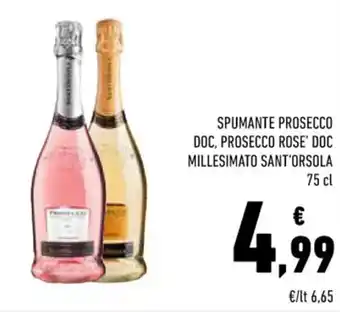 Conad SPUMANTE PROSECCO DOC, PROSECCO ROSE' DOC MILLESIMATO SANT'ORSOLA 75 cl offerta