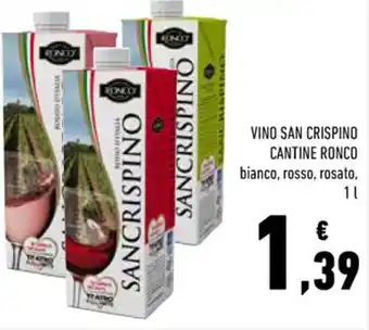 Conad VINO SAN CRISPINO CANTINE RONCO bianco, rosso, rosato, 1 l offerta
