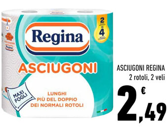 Conad ASCIUGONI REGINA 2 rotoli, 2 veli offerta