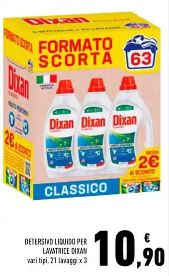Conad DETERSIVO LIQUIDO PER LAVATRICE DIXAN vari tipi, 21 lavaggi x 3 offerta