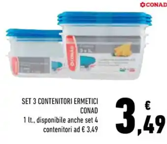 Conad SET 3 CONTENITORI ERMETICI CONAD 1 lt., disponibile anche set 4 offerta