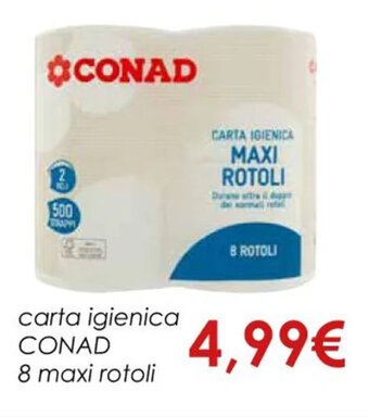 Conad carta igienica CONAD 8 maxi rotoli offerta