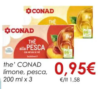 Conad the' CONAD limone, pesca, 200 ml x 3 offerta
