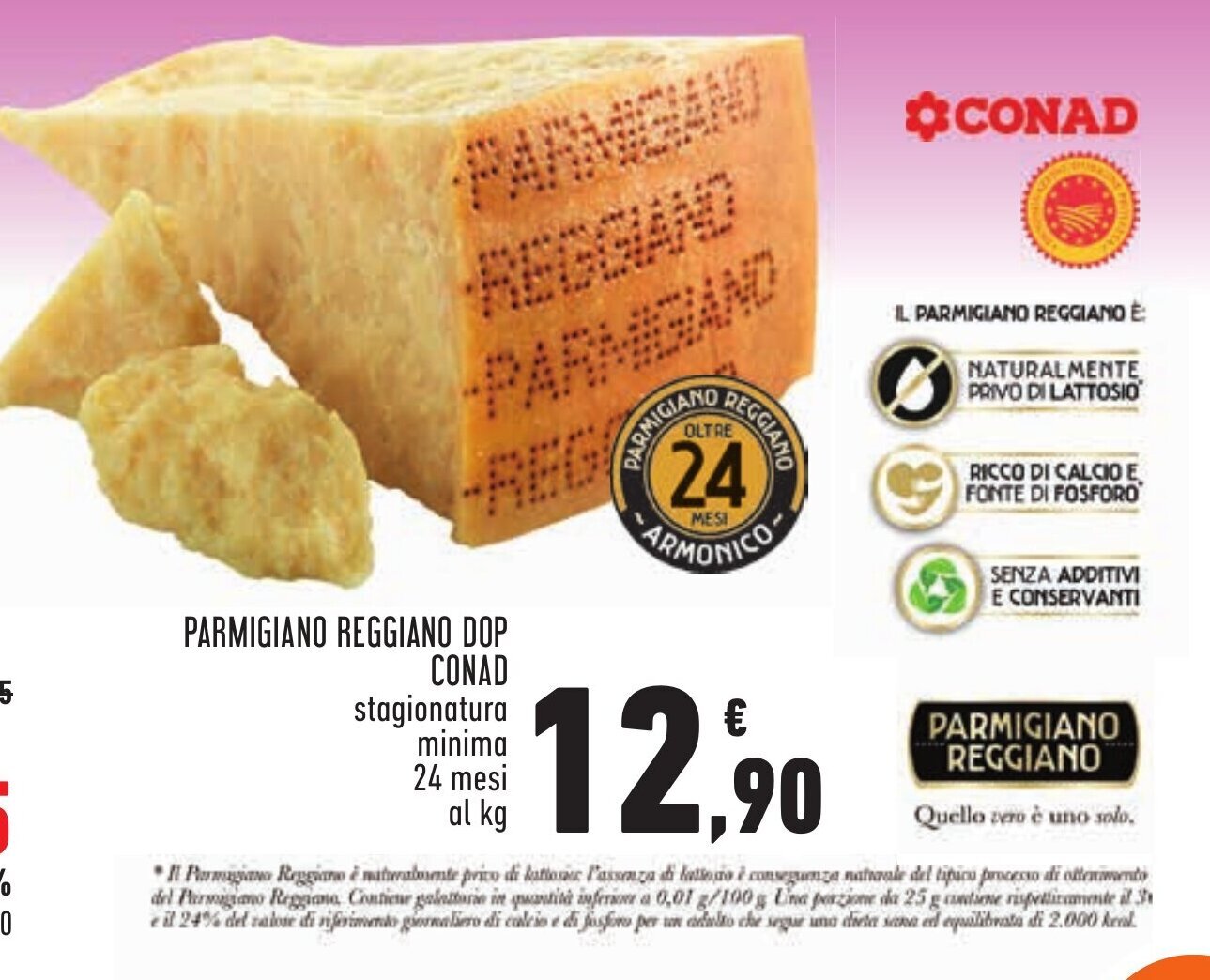 PARMIGIANO REGGIANO DOP CONAD stagionatura minima 24 mesi al kg offerta