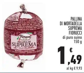 Conad Margherita PALLINA DI MORTADELLA SUPREMA FIORUCCI di puro suino 150 g offerta