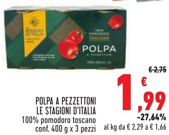 Conad Margherita POLPA A PEZZETTONI LE STAGIONI D'ITALIA 100% pomodoro toscano conf. 400 g x 3 pezzi offerta
