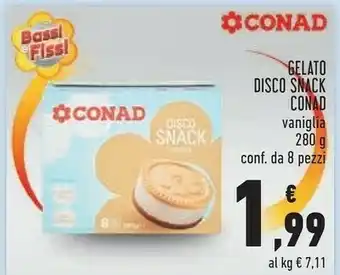 Conad Conad Gelato Disco Snack Vaniglia offerta