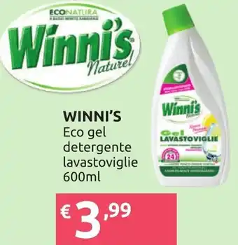 Ipersoap WINNI'S Eco gel detergente lavastoviglie 600ml offerta