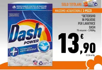 Conad Superstore DETERSIVO IN POLVERE PER LAVATRICE DASH 78 misurini - 3,900Kg offerta