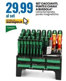 Eurospin Professional keiros set cacciaviti, punte e chiavi a bussola offerta