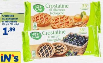 In'S Mercato Crostatine all'albicocca/ ai mirtilli Bio 270 g offerta
