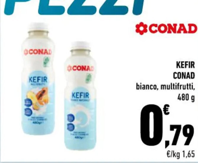 KEFIR CONAD bianco, multifrutti, 480 g offerta di Conad