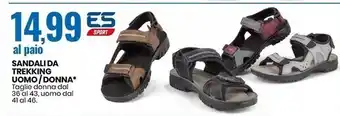 Eurospin Es sport sandali da trekking uomo/donna offerta