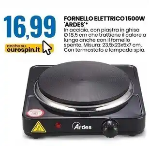 Eurospin Ardes fornello elettrico 1500w offerta