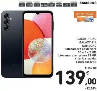Spazio Conad Samsung smartphone galaxy a14 4+128gb offerta