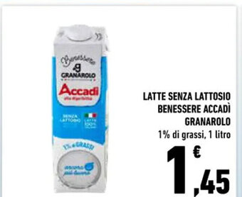 LATTE SENZA LATTOSIO BENESSERE ACCADÌ GRANAROLO 1% di grassi, 1 litro