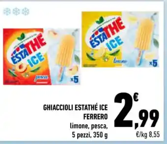 Conad GHIACCIOLI ESTATHÉ ICE FERRERO limone, pesca, 5 pezzi, 350 g offerta